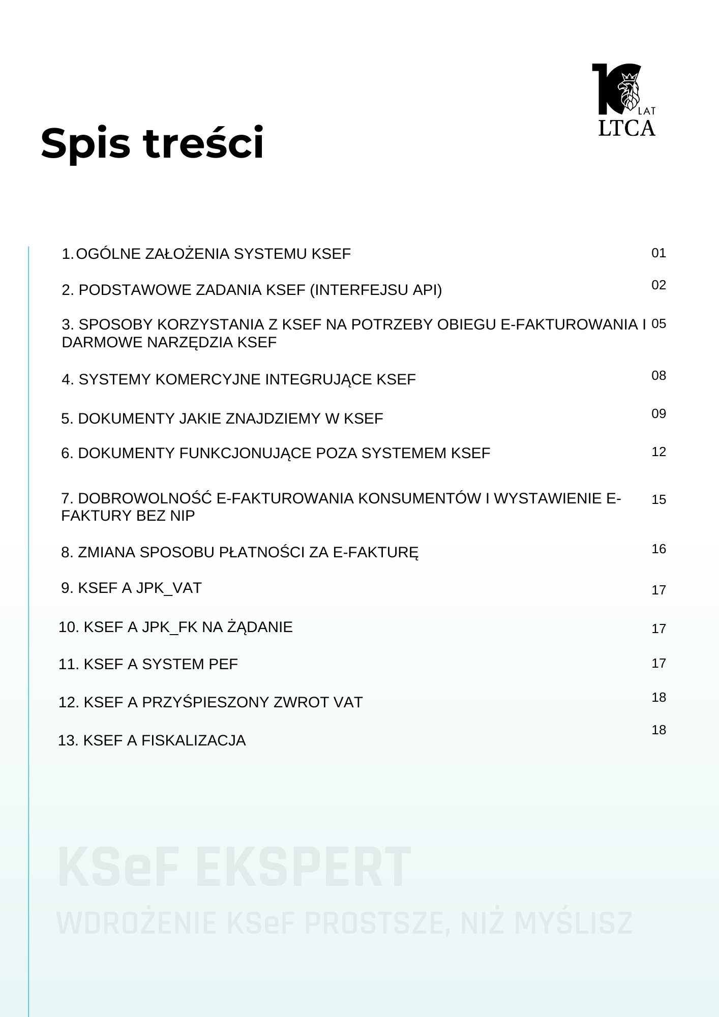 Spis treści - E-Book KSeF 1